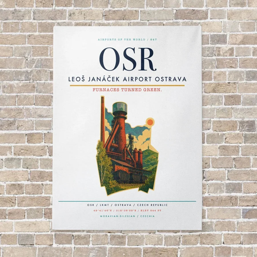 Leoš Janáček Airport Ostrava OSR vertical canvas print - no frame - white background