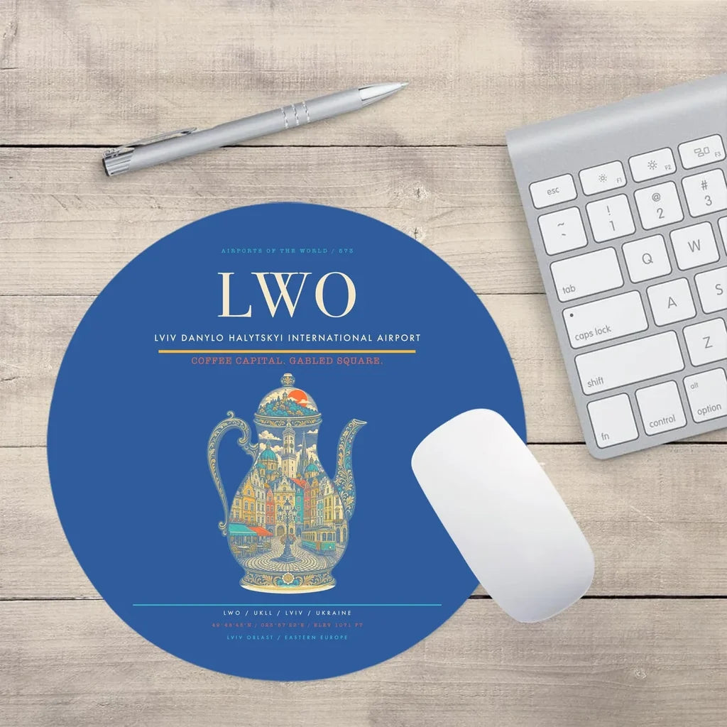 Lviv Danylo Halytskyi International Airport LWO Mouse-Pad Round - Blue