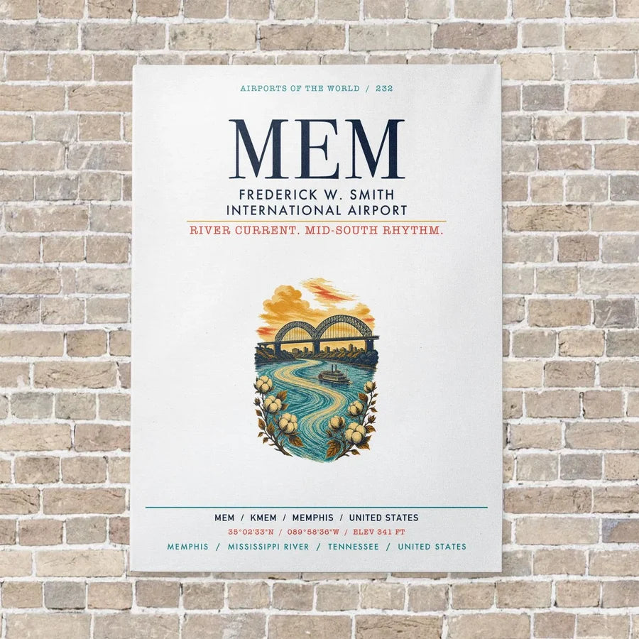 Frederick W. Smith International Airport Memphis MEM vertical canvas print - no frame - white background