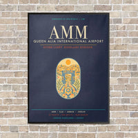 Thumbnail for Queen Alia International Airport AMM - Canvas Framed - Navy Blue