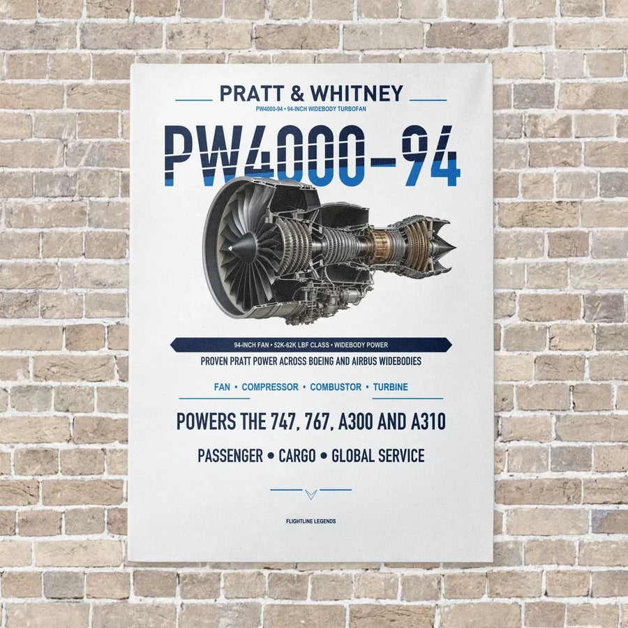PW4000-94 vertical canvas print - no frame - white background