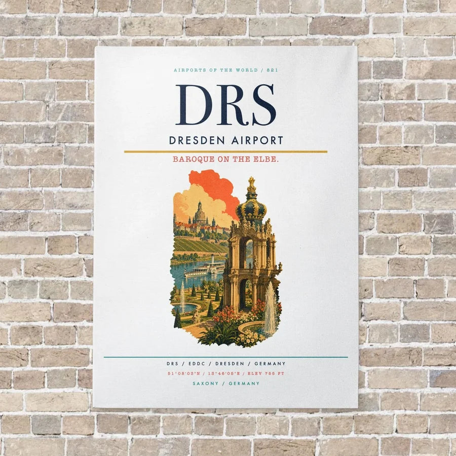 Dresden Airport DRS vertical canvas print - no frame - white background