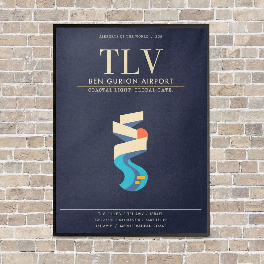 Tel Aviv Ben Gurion Airport TLV - Canvas Framed - Navy Blue