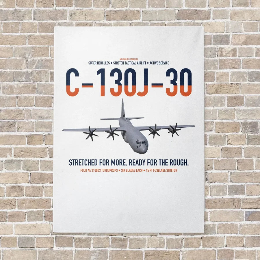 C-130J-30 Super Hercules vertical canvas print - no frame - white background