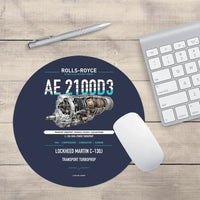 Thumbnail for AE 2100D3 design on navy blue round mouse pad