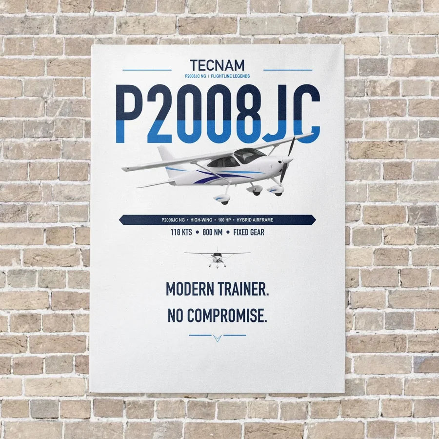 Tecnam P2008JC NG vertical canvas print - no frame - white background