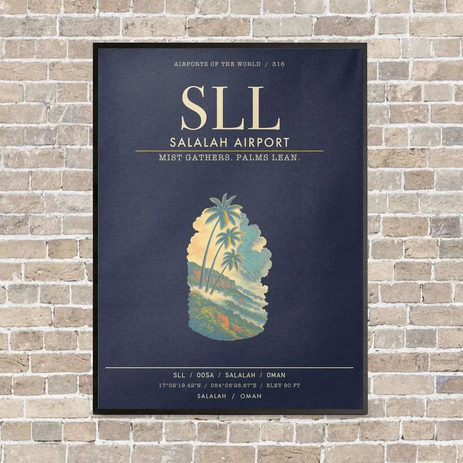 Salalah Airport SLL - Canvas Framed - Navy Blue