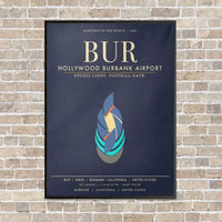 Thumbnail for Hollywood Burbank Airport BUR - Canvas Framed - Navy Blue