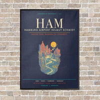 Thumbnail for Hamburg Airport Helmut Schmidt HAM - Canvas Framed - Navy Blue