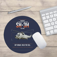 Thumbnail for Sikorsky SH-3H Sea King design on navy blue round mouse pad