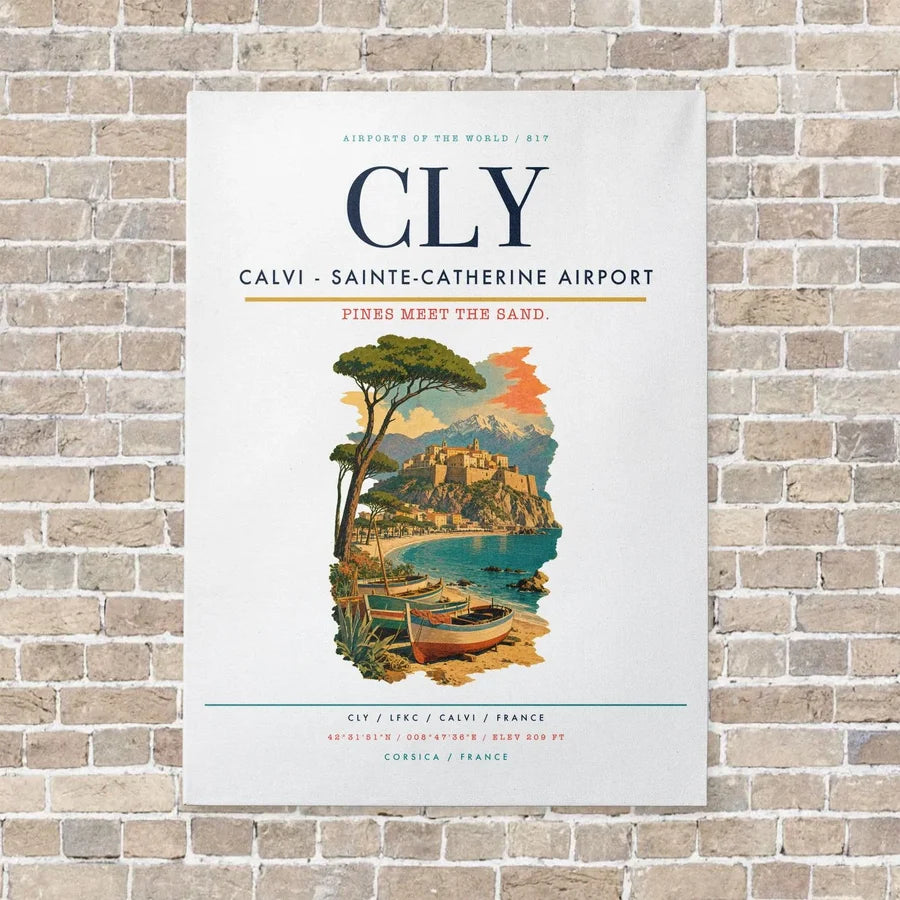 Calvi - Sainte-Catherine Airport CLY vertical canvas print - no frame - white background