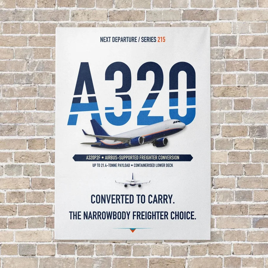 Airbus A320P2F vertical canvas print - no frame - white background