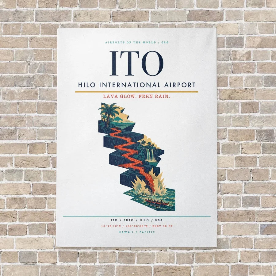 Hilo International Airport ITO vertical canvas print - no frame - white background