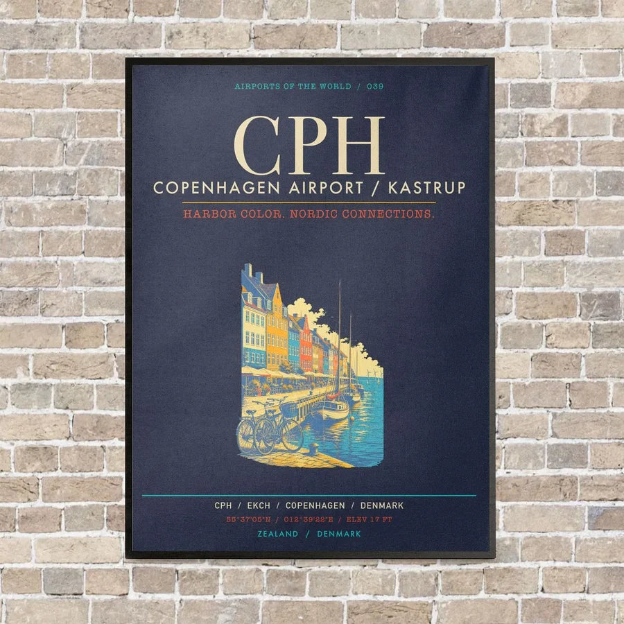 Copenhagen Airport Kastrup CPH - Canvas Framed - Navy Blue