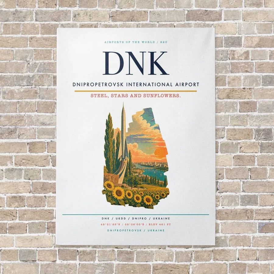 Dnipropetrovsk International Airport DNK vertical canvas print - no frame - white background