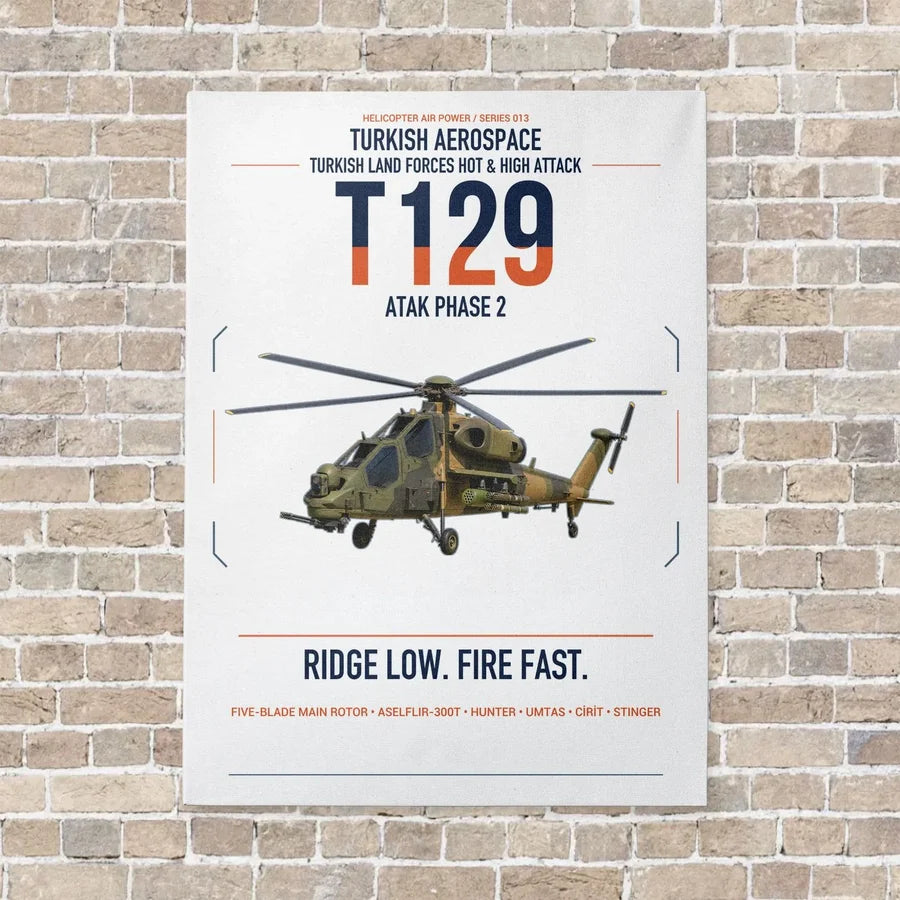 Turkish Aerospace T129 ATAK Phase 2 vertical canvas print - no frame - white background