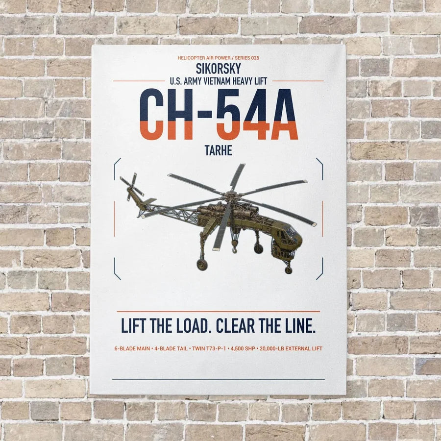 Sikorsky CH-54A Tarhe vertical canvas print - no frame - white background