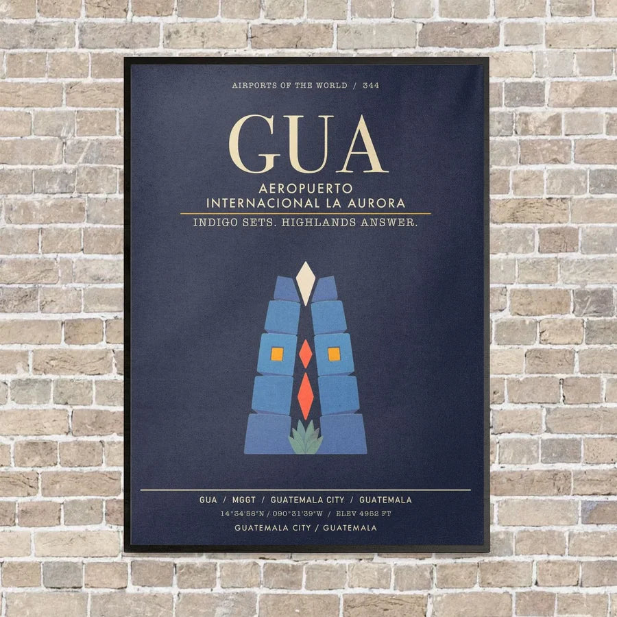 Aeropuerto Internacional La Aurora GUA - Canvas Framed - Navy Blue