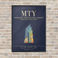 Thumbnail for Monterrey International Airport MTY - Canvas Framed - Navy Blue