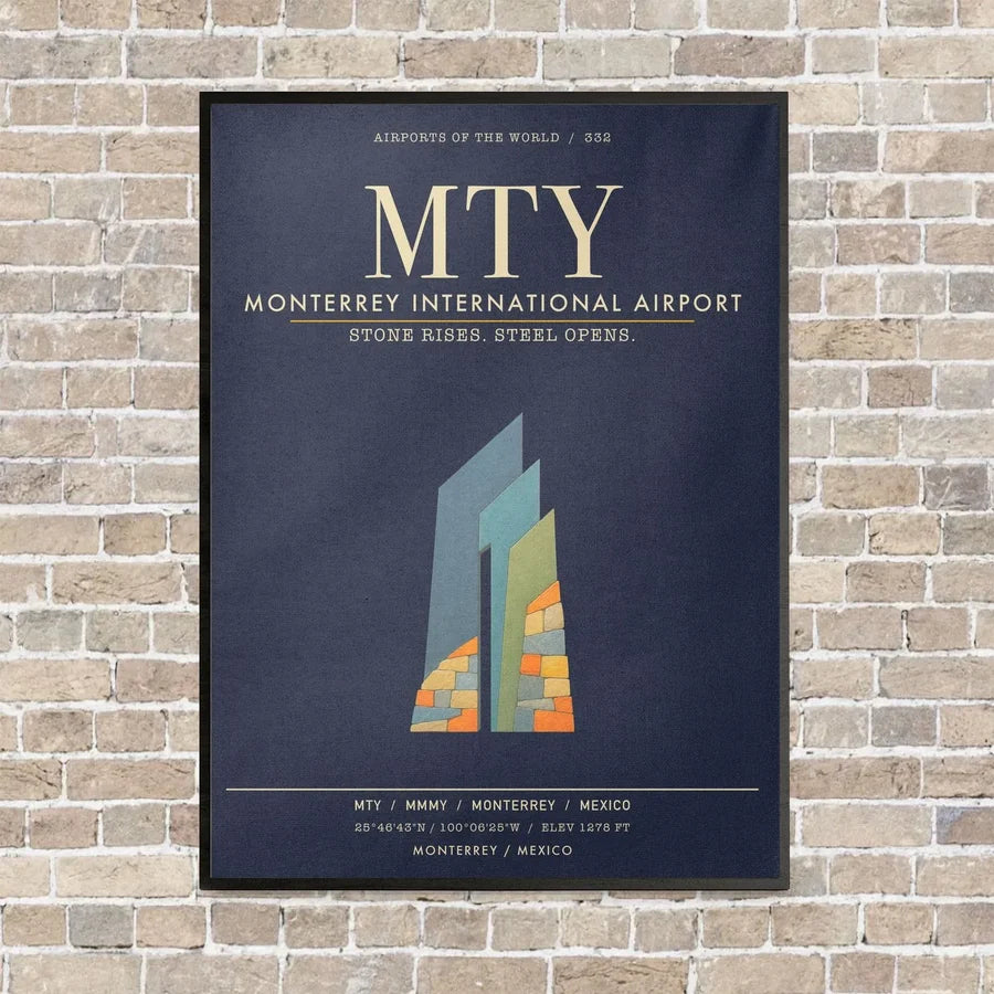 Monterrey International Airport MTY - Canvas Framed - Navy Blue