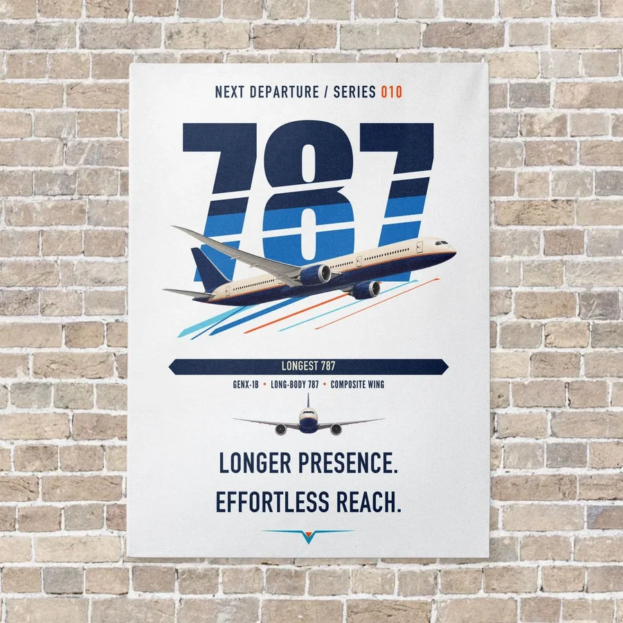 Boeing 787-10 Dreamliner vertical canvas print - no frame - white background