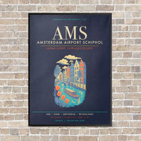 Thumbnail for Amsterdam Airport Schiphol AMS - Canvas Framed - Navy Blue