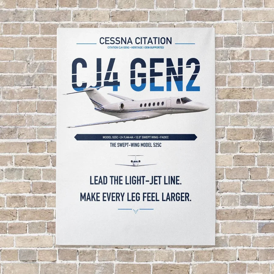 Cessna Citation CJ4 Gen2 vertical canvas print - no frame - white background