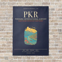 Thumbnail for Pokhara International Airport PKR - Canvas Framed - Navy Blue