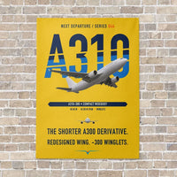 Thumbnail for Airbus A310-300 vertical canvas print - no frame - yellow background