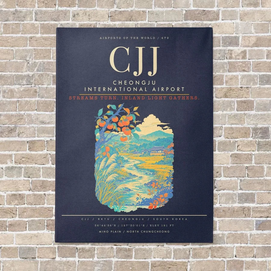 Cheongju International Airport CJJ - Canvas Framed - Navy Blue