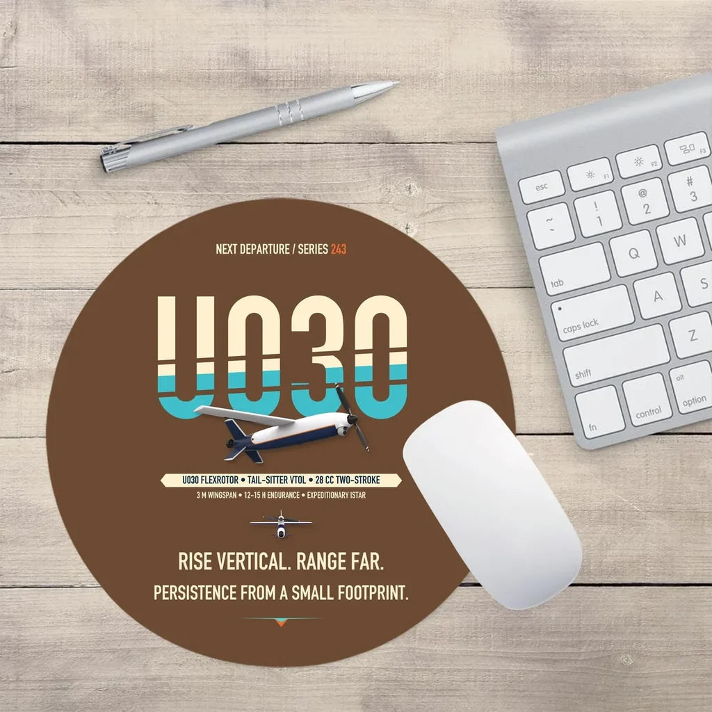 Airbus U030 Flexrotor design on brown round mouse pad
