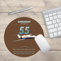 Thumbnail for Bombardier Learjet 55 design on brown round mouse pad