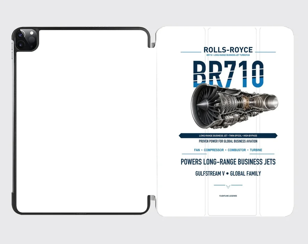 BR710 design on white ipad tablet case