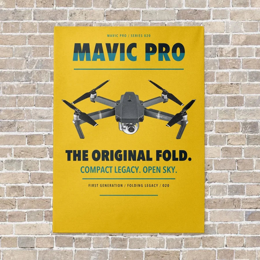 DJI Mavic Pro vertical canvas print - no frame - yellow background