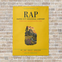 Thumbnail for Rapid City Regional Airport RAP vertical canvas print - no frame - yellow background