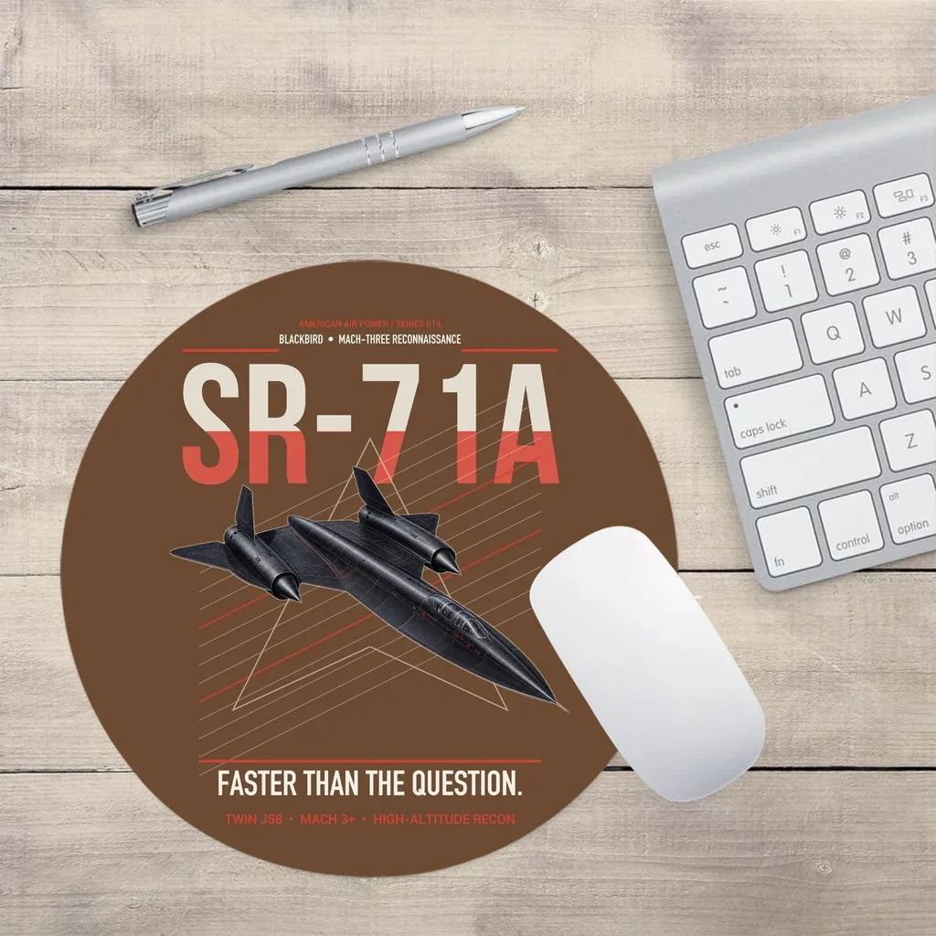 SR-71A Blackbird design on brown round mouse pad