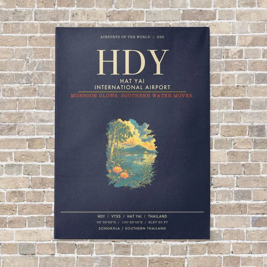 Hat Yai International Airport HDY - Canvas Framed - Navy Blue