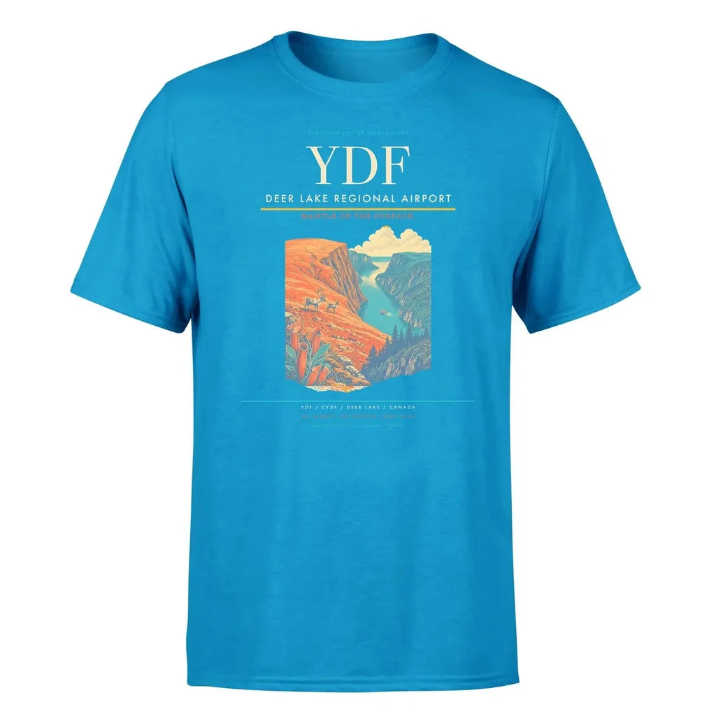 Deer Lake Regional Airport (YDF) T-Shirt single-side front print in Turquoise | deer-lake-regional-airport-ydf-double-side-t-shirt