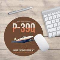 Thumbnail for P-39Q Airacobra design on brown round mouse pad