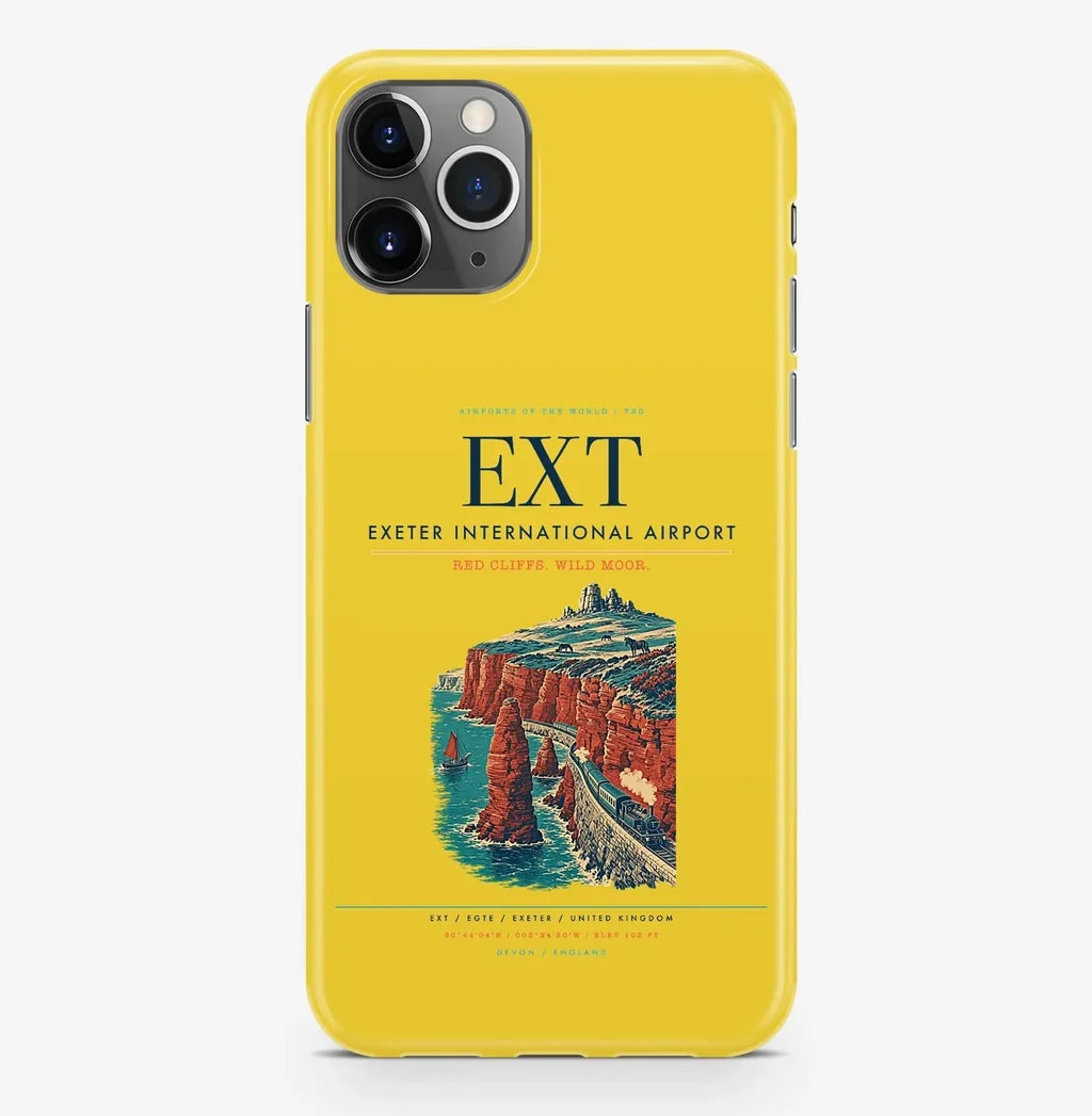 Exeter Airport (EXT) design on yellow iPhone 16 Pro MagSafe case