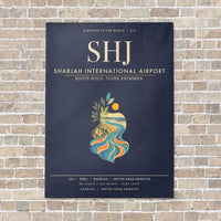 Thumbnail for Sharjah International Airport SHJ - Canvas Framed - Navy Blue