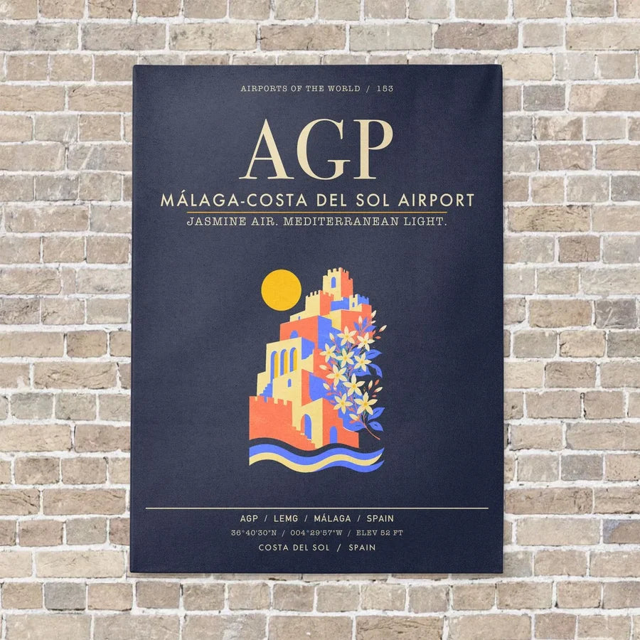 Malaga-Costa del Sol Airport AGP - Canvas Framed - Navy Blue