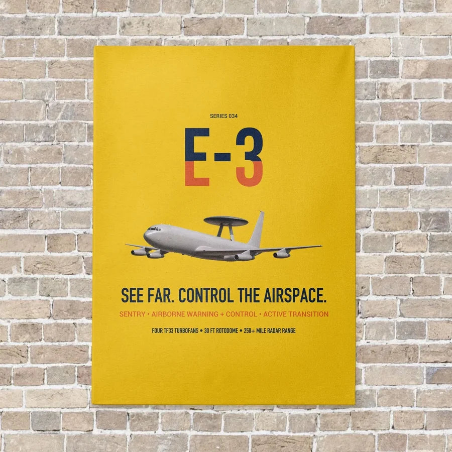 E-3 Sentry AWACS vertical canvas print - no frame - yellow background