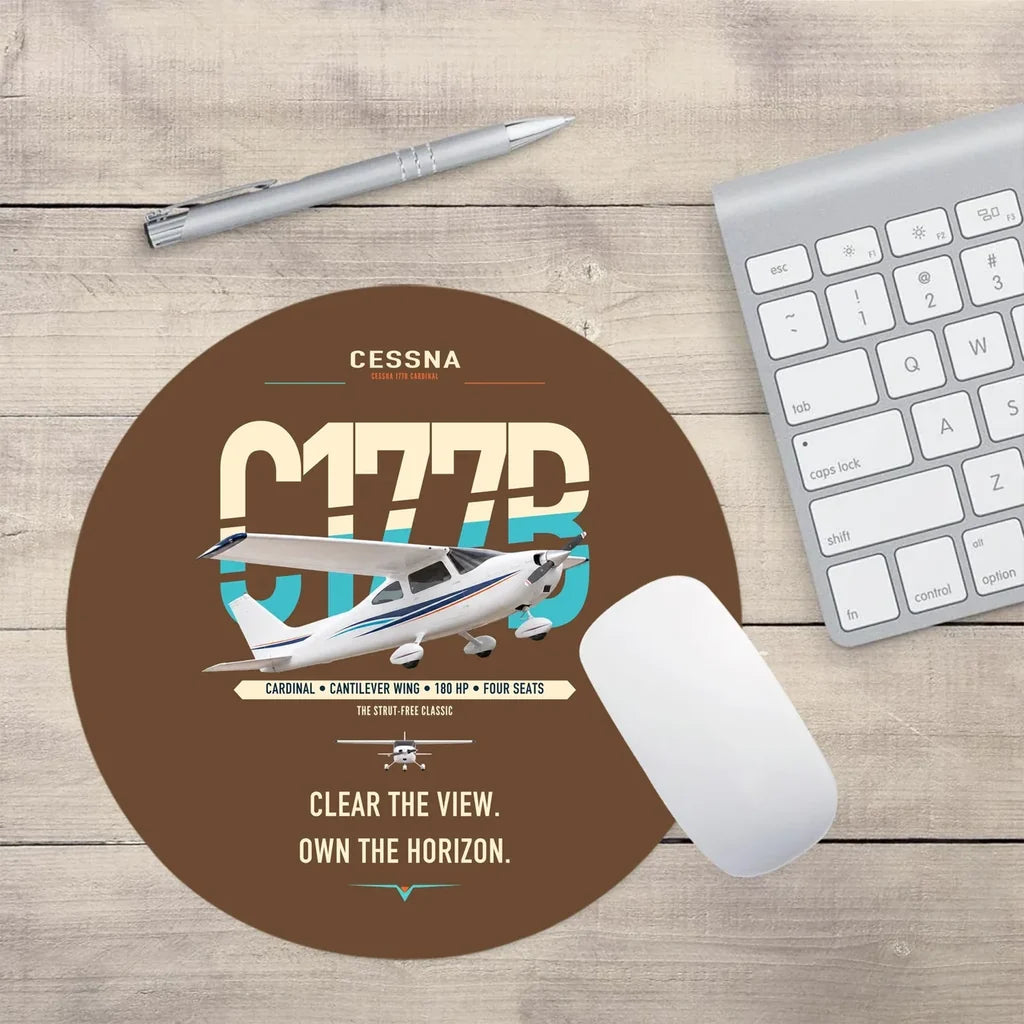 Cessna 177B Cardinal design on brown round mouse pad