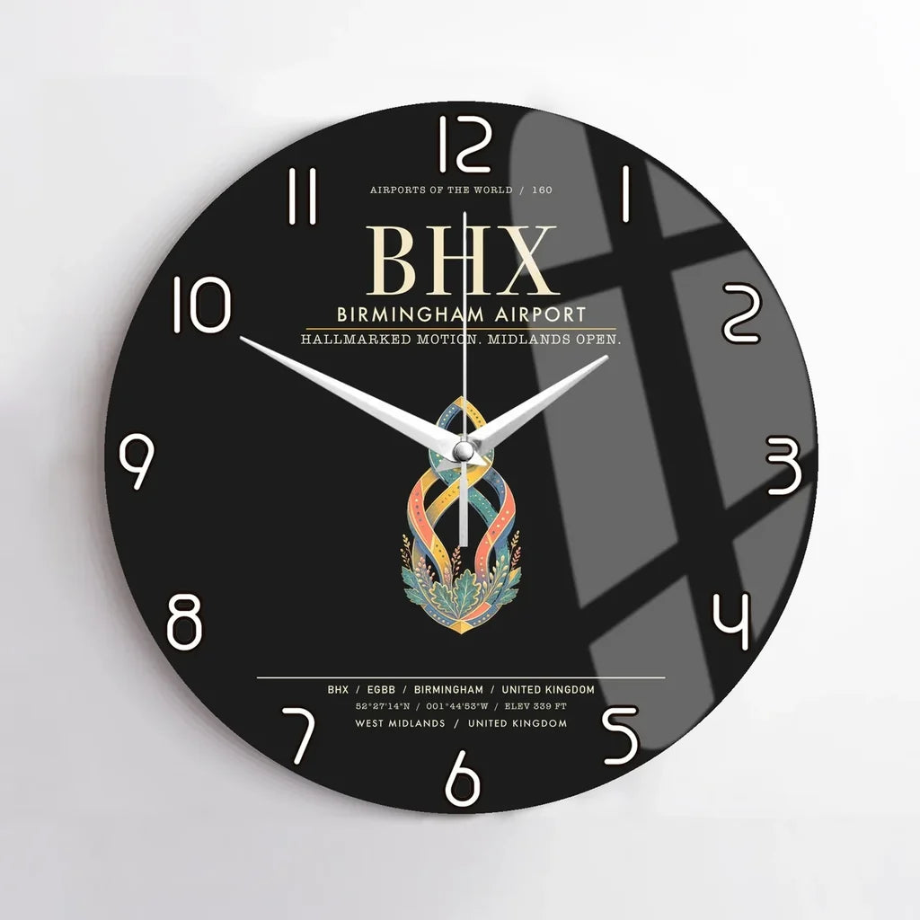 Birmingham Airport BHX Wall-Clock No-Frame - Black