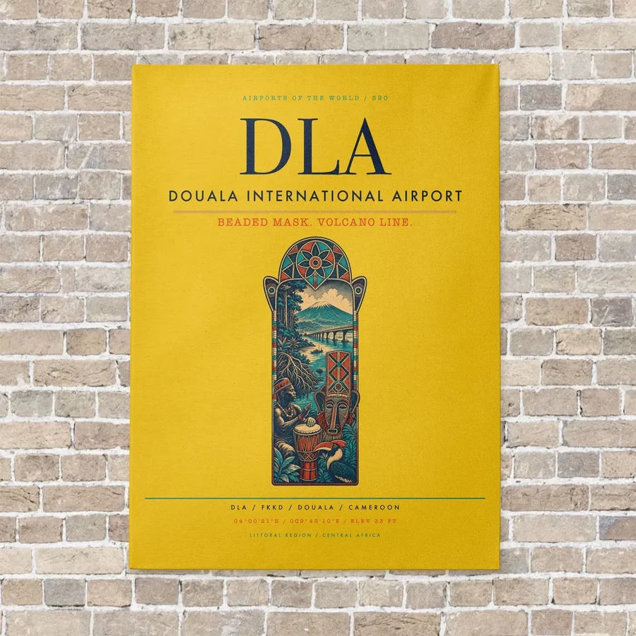 Douala International Airport DLA vertical canvas print - no frame - yellow background