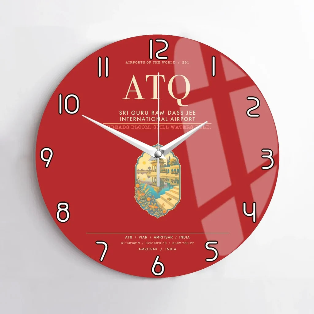 Sri Guru Ram Dass Jee International Airport Amritsar ATQ Wall-Clock No-Frame - Red
