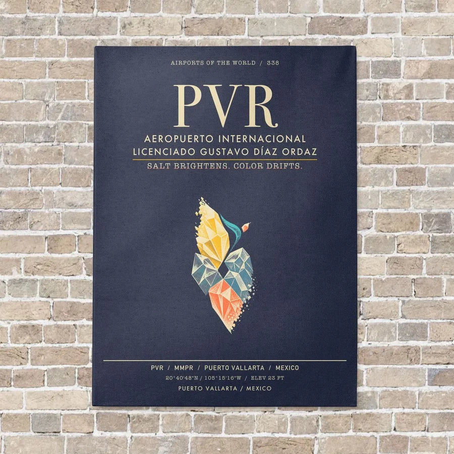 Aeropuerto Internacional Licenciado Gustavo Diaz Ordaz PVR - Canvas Framed - Navy Blue