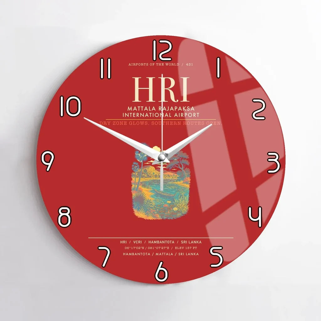 Mattala Rajapaksa International Airport HRI Wall-Clock No-Frame - Red