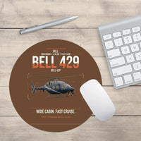 Thumbnail for Bell 429 design on brown round mouse pad